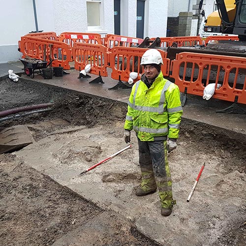 A team of archaeologists unearthed sections of wall and cobbled surface while undertaking a project in Kirkwall. A team of archaeologists unearthed sections of wall and cobbled surface while undertaking a project in Kirkwall.