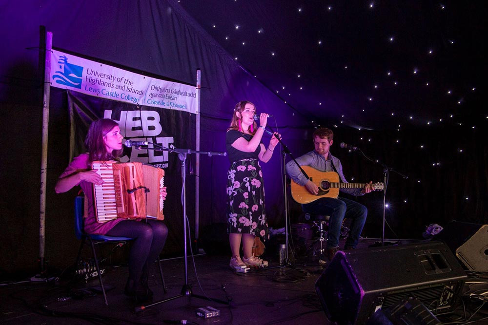 Lews Castle College UHI sponsored the Hebridean Celtic Festival’s acoustic stage and organised a competition for past and present music students to play at the event. Lews Castle College UHI sponsored the Hebridean Celtic Festival’s acoustic stage and organised a competition for past and present music students to play at the event.
