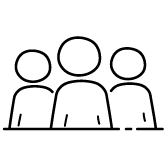 Icon of three people standing together