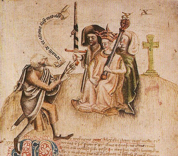A photograph of a medieval scroll showing the instruction for kings A photograph of a medieval scroll showing the instruction for kings